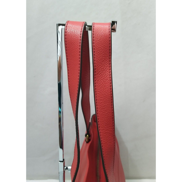 Fossil Red Leather Double Handles Zipper Closure Tote Shoulder Bag - Picture 7 of 16